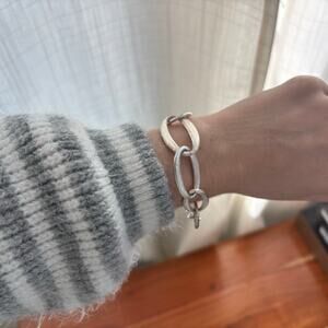 Brushed Metal Chain Bracelet with Adjustable Clasp